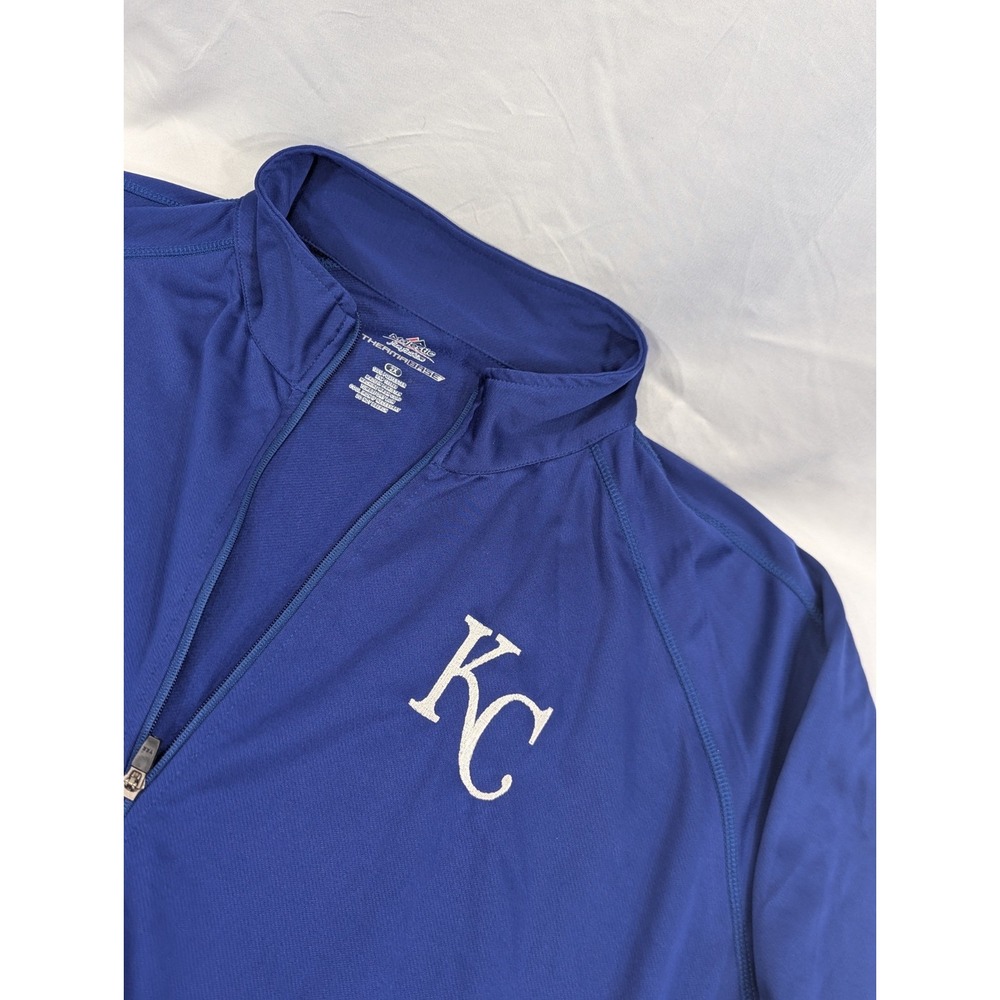 Kansas City Royals Majestic Long Sleeve‎ Full Zip Shirt 2XL Therma Base Royal
